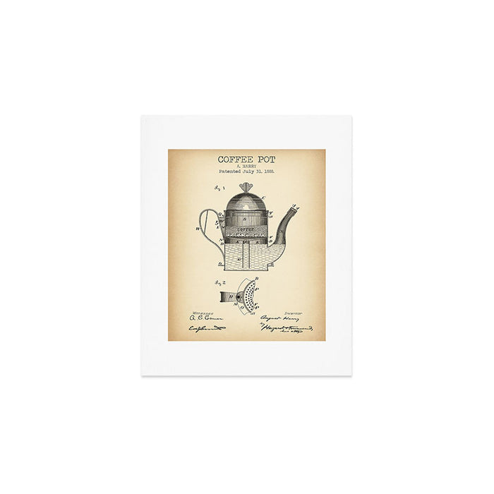 Coffee Pot vintage patent Art Print Gallery Image 1