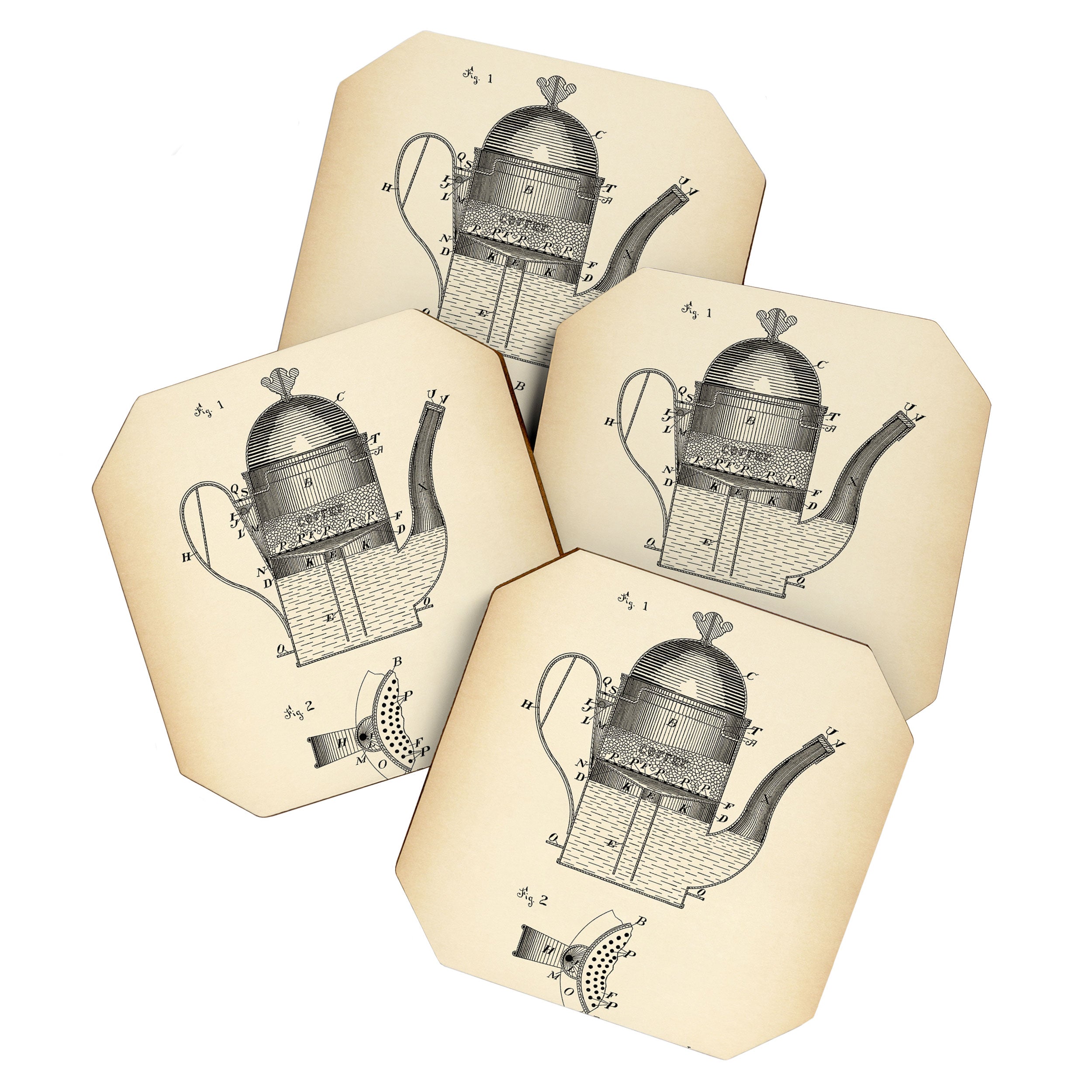 Coffee Pot vintage patent Coaster Gallery Image 1