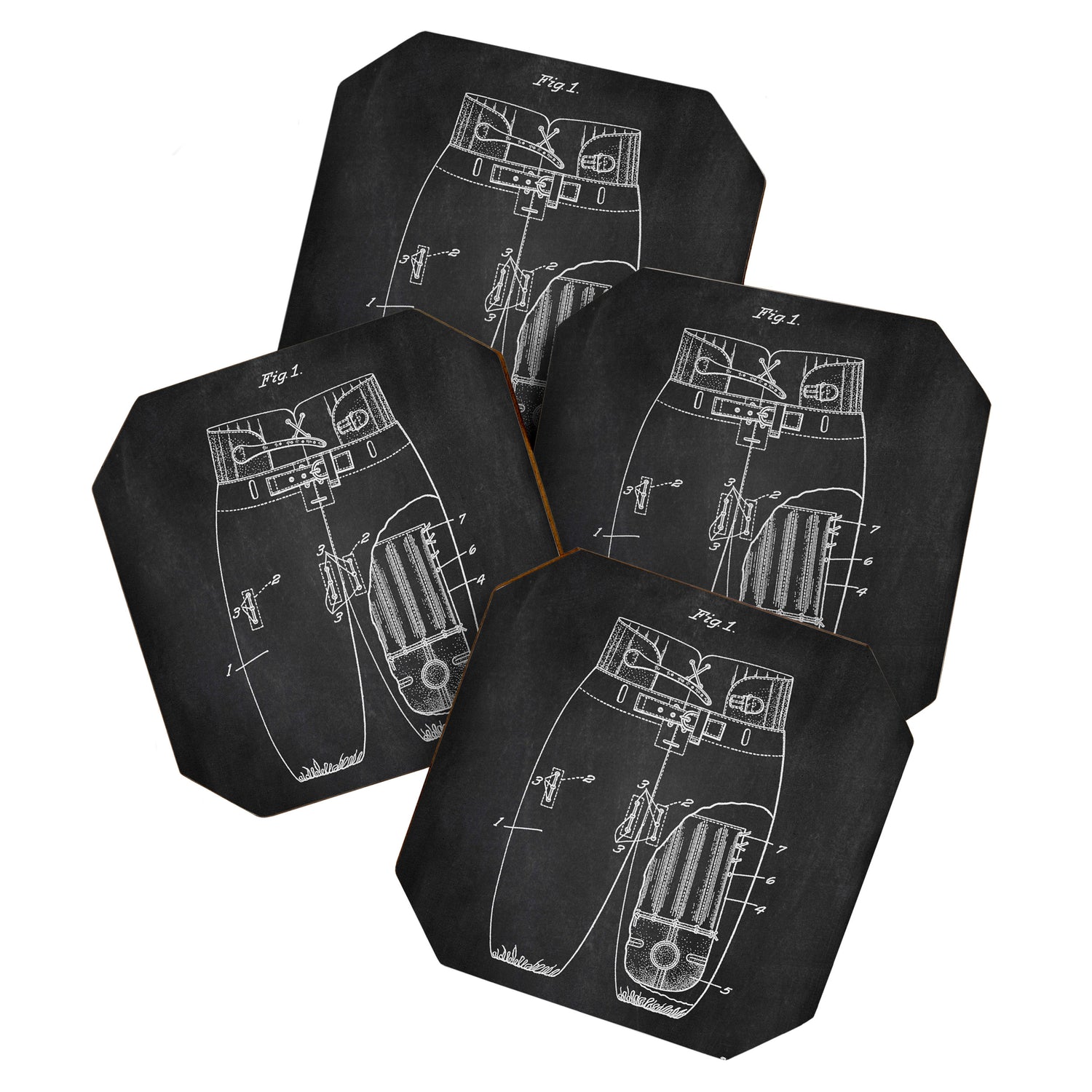 Football Pants chalkboard patent Coaster Gallery Image 1