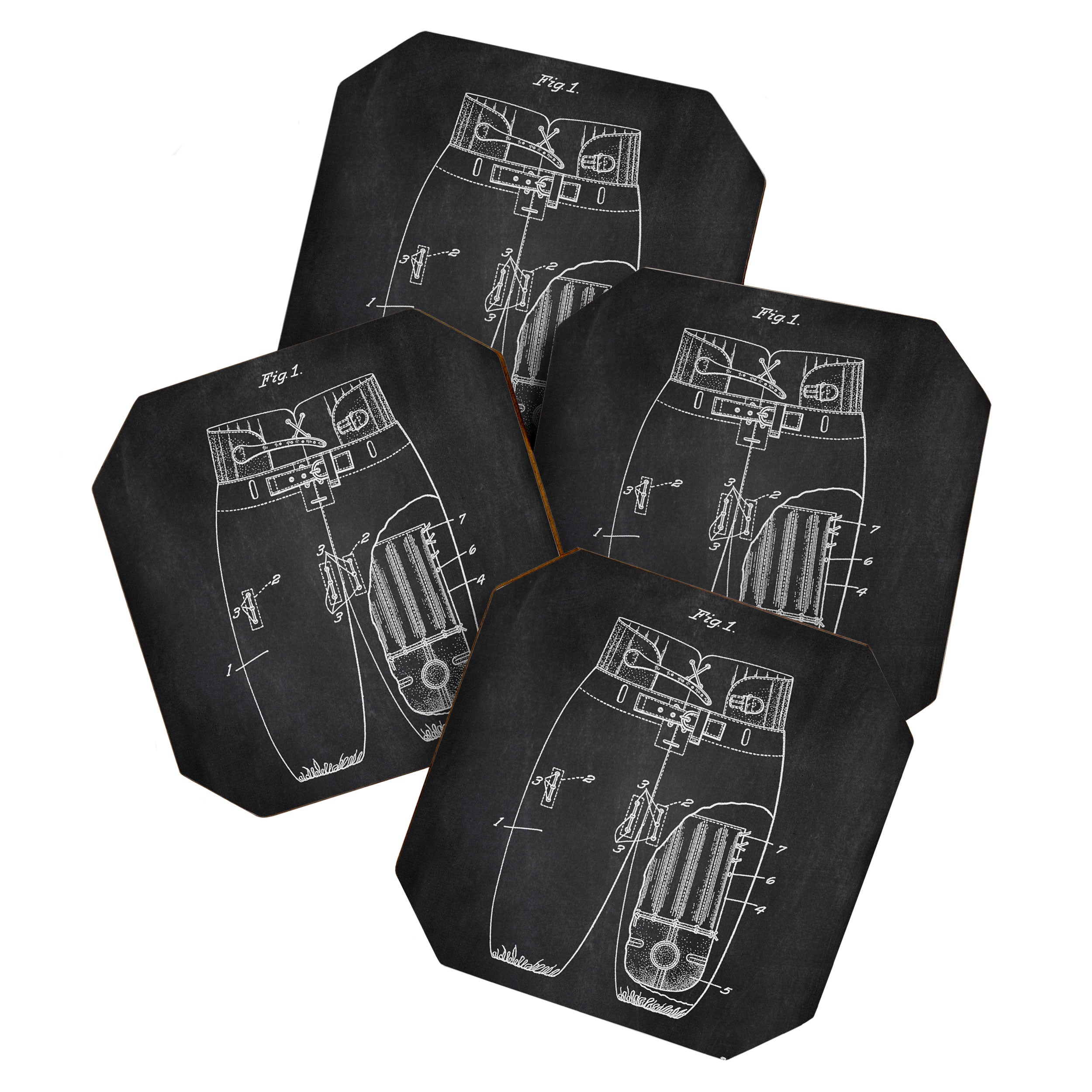 Football Pants chalkboard patent Coaster Gallery Image 1