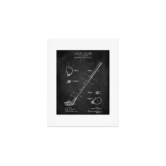 Golf Club chalkboard patent Art Print Gallery Image 1