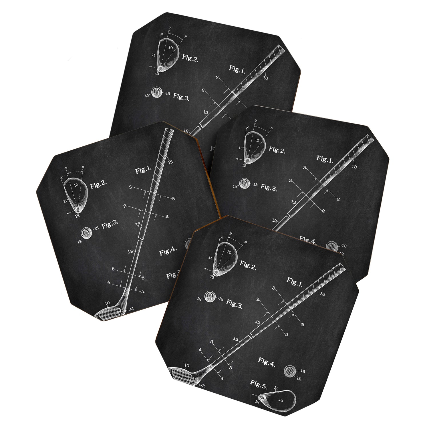 Golf Club chalkboard patent Coaster Gallery Image 1