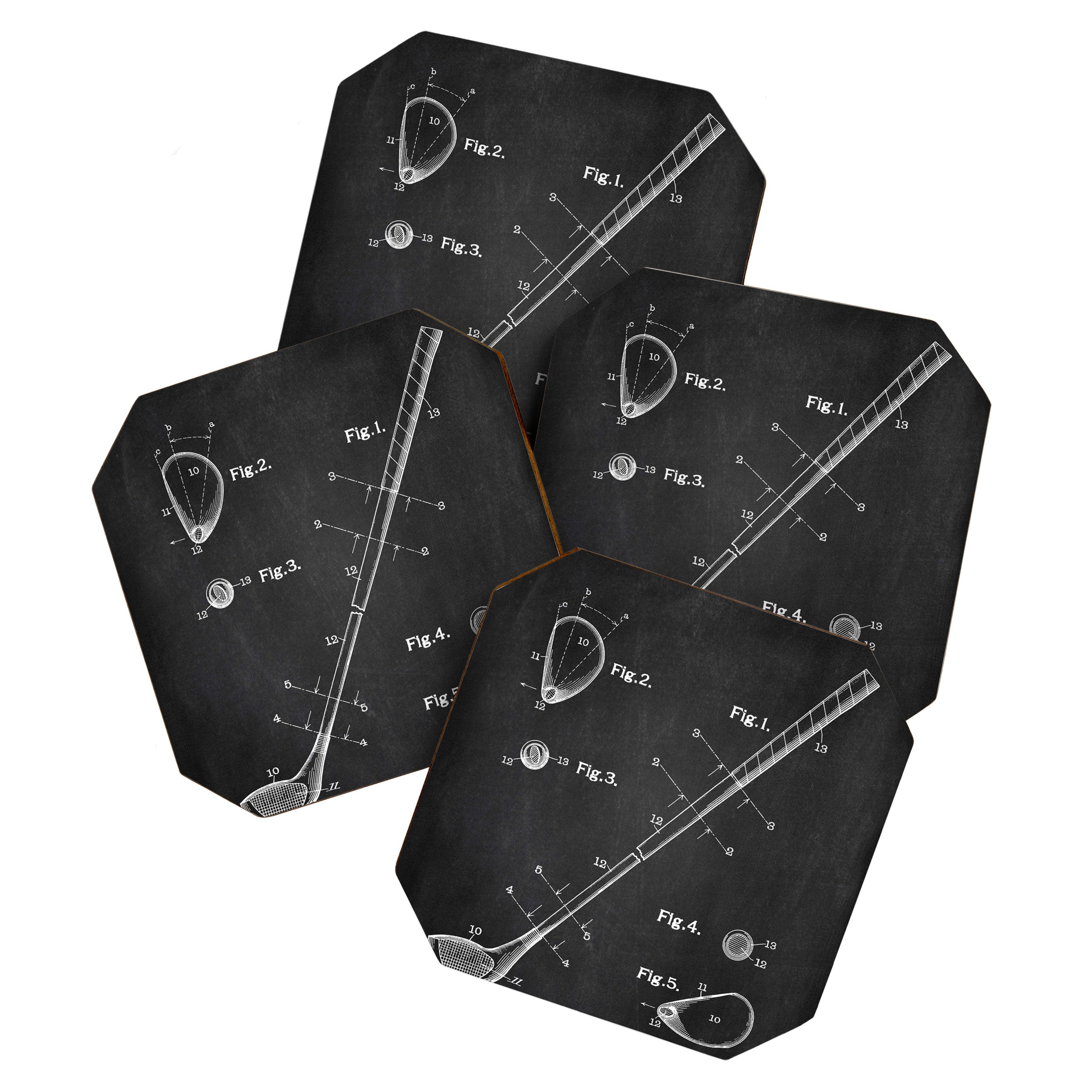 Golf Club chalkboard patent Coaster Gallery Image 1