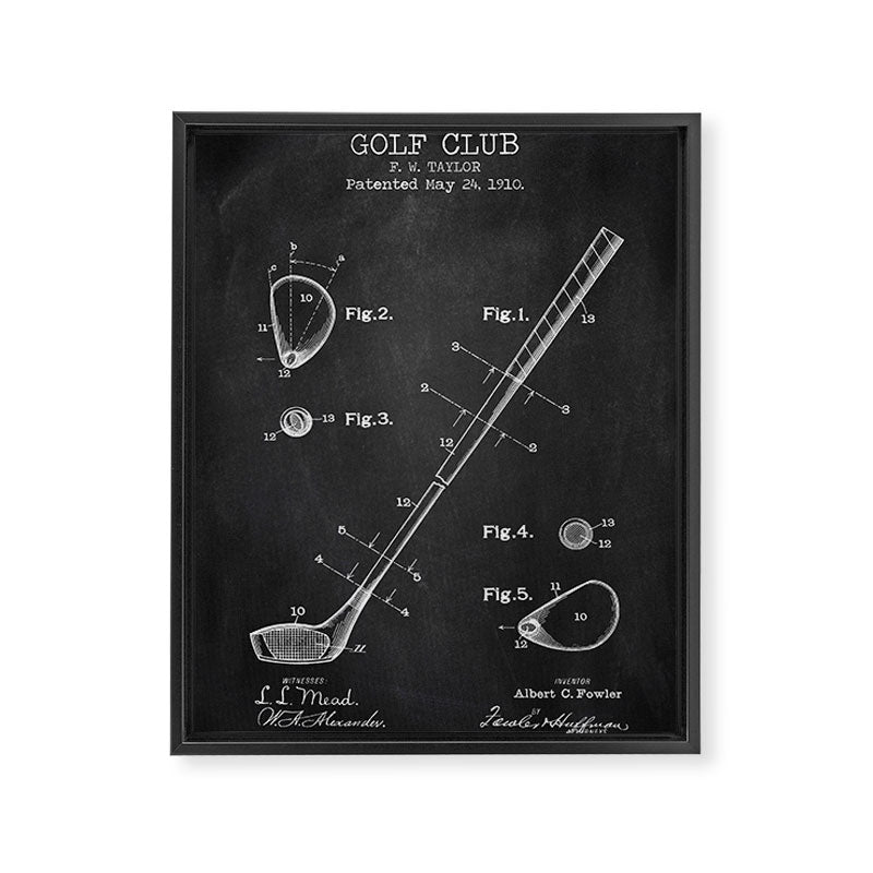 Golf Club chalkboard patent Framed Canvas Print Gallery Image 6