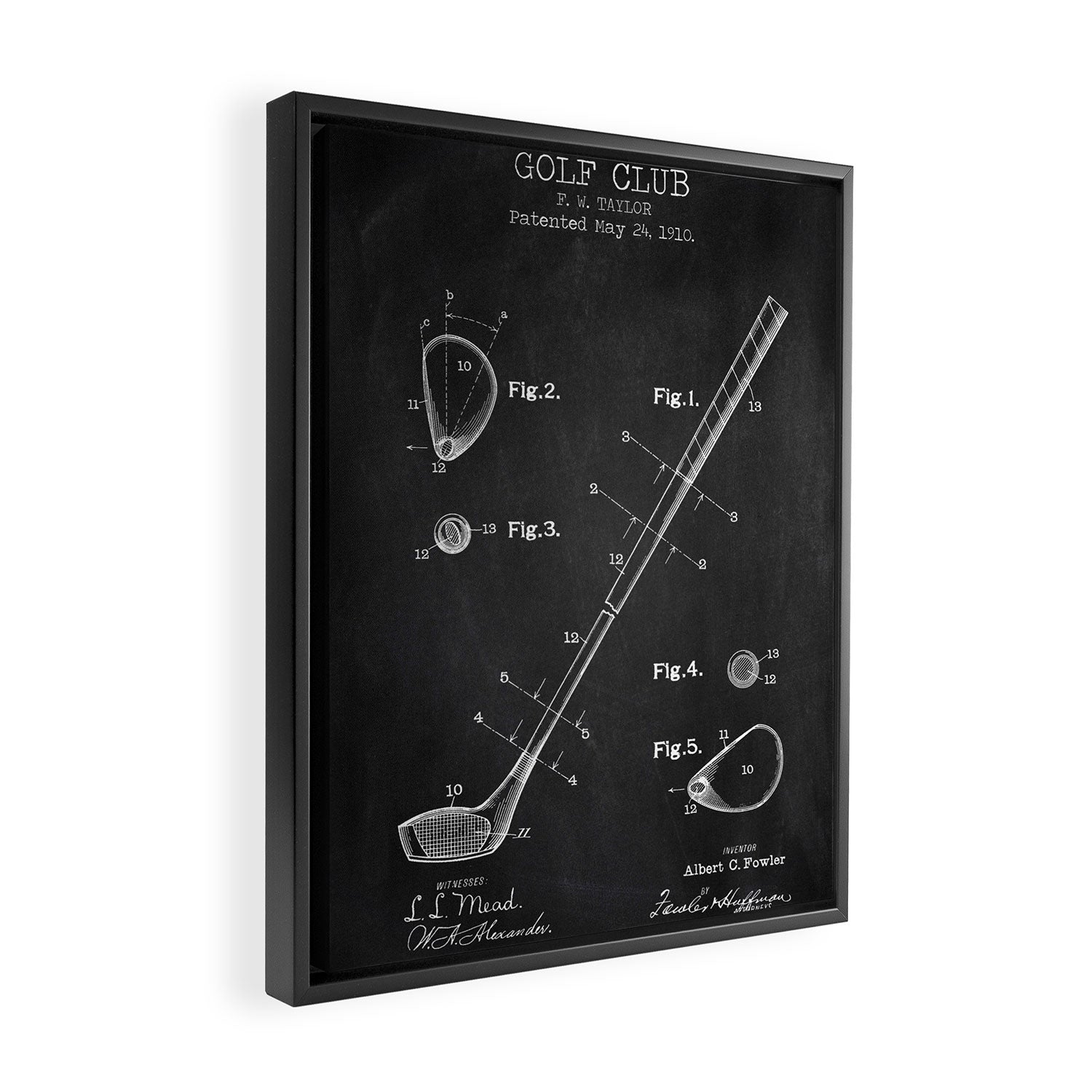 Golf Club chalkboard patent Framed Canvas Print Gallery Image 2