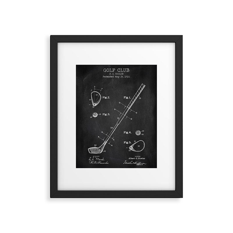 Golf Club chalkboard patent Framed Art Print Gallery Image 5