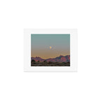 Sunset Moon Ridge // Grainy Red Mountain Range Desert Landscape Photography Yellow Fullmoon Blue Sky Art Print Gallery Image 1