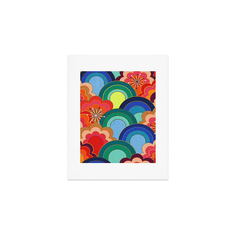 70s rainbow flowers sunset colors Art Print Gallery Image 1