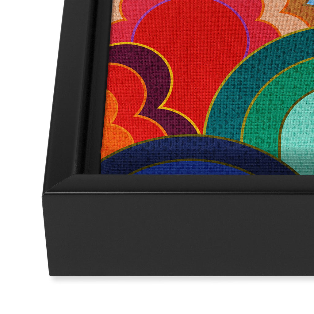 70s rainbow flowers sunset colors Framed Canvas Print Gallery Image 3