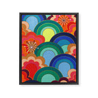 70s rainbow flowers sunset colors Framed Canvas Print Gallery Image 6