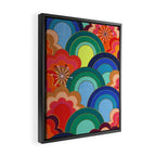 70s rainbow flowers sunset colors Framed Canvas Print Gallery Image 2