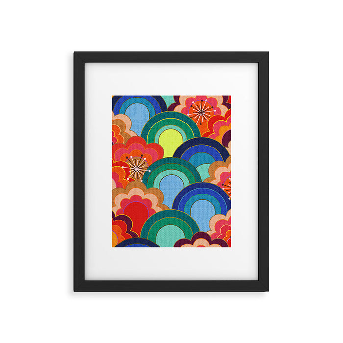 70s rainbow flowers sunset colors Framed Art Print Gallery Image 1