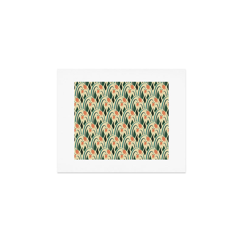 a lot of flowers for art deco green Art Print Gallery Image 1