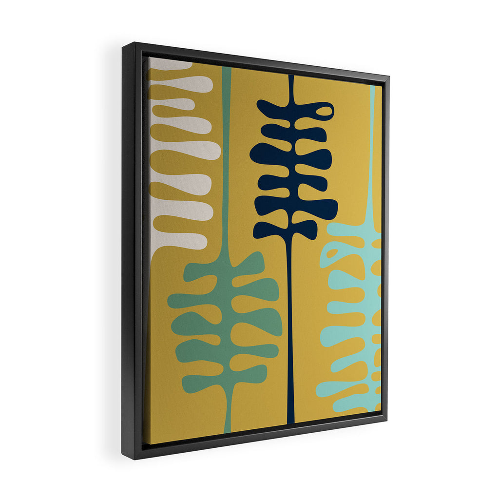 Abstract jungle - mustard Framed Canvas Print Gallery Image 2