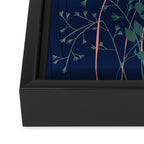 Alfons Mucha would love this flowers - dark blue Framed Canvas Print Gallery Image 3