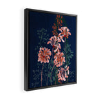Alfons Mucha would love this flowers - dark blue Framed Canvas Print Gallery Image 2