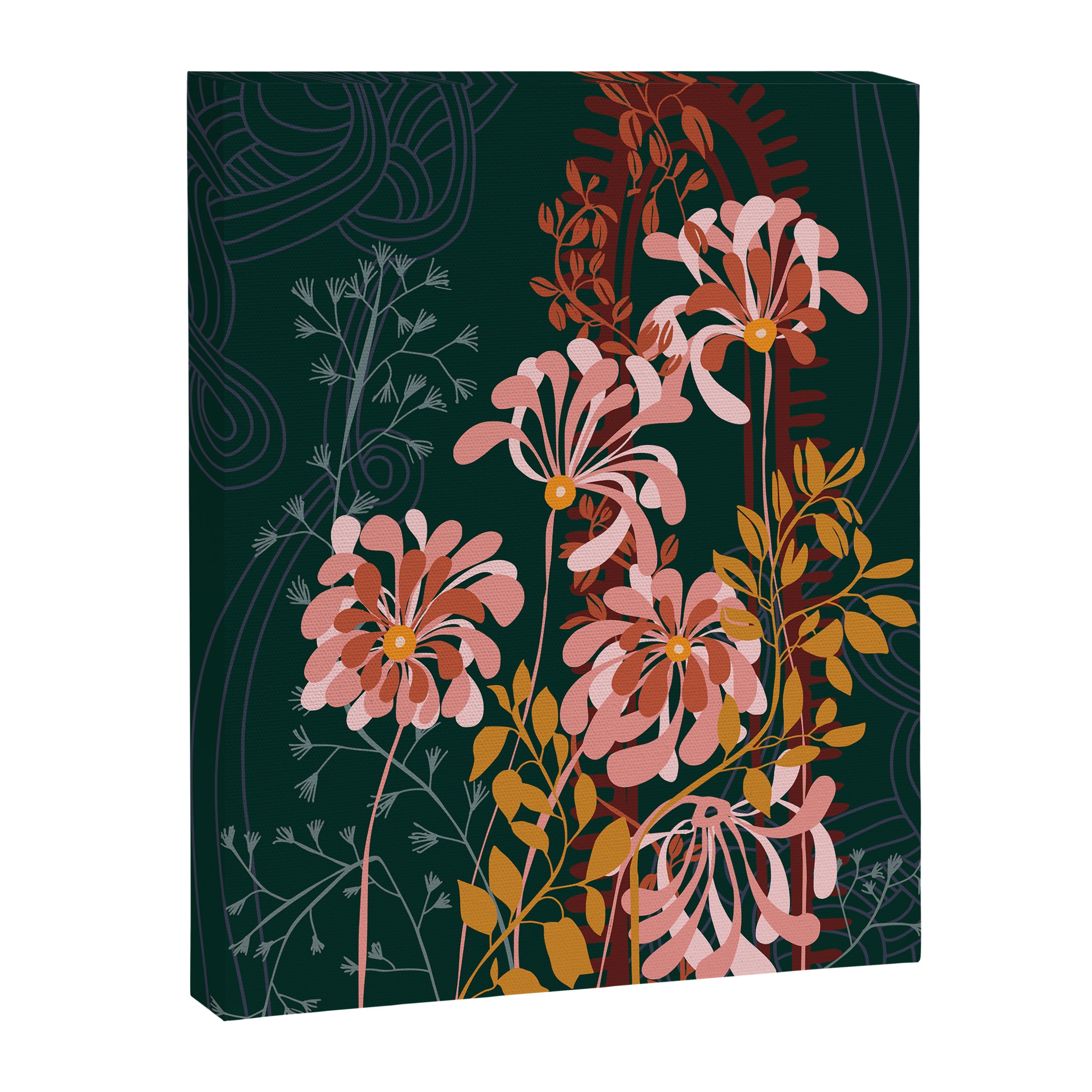 Alfons Mucha would love this flowers - emerald green Canvas Print Gallery Image 6