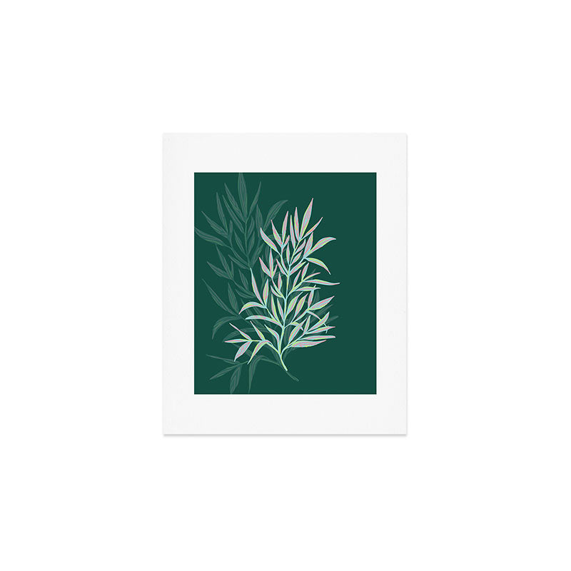 animal patterned Willow twig emerald Art Print Gallery Image 1
