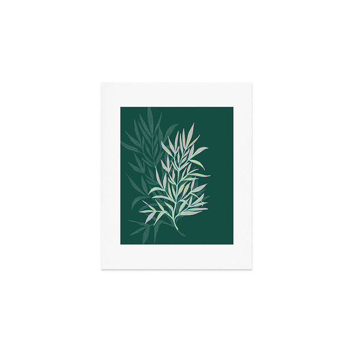 animal patterned Willow twig emerald Art Print Gallery Image 1