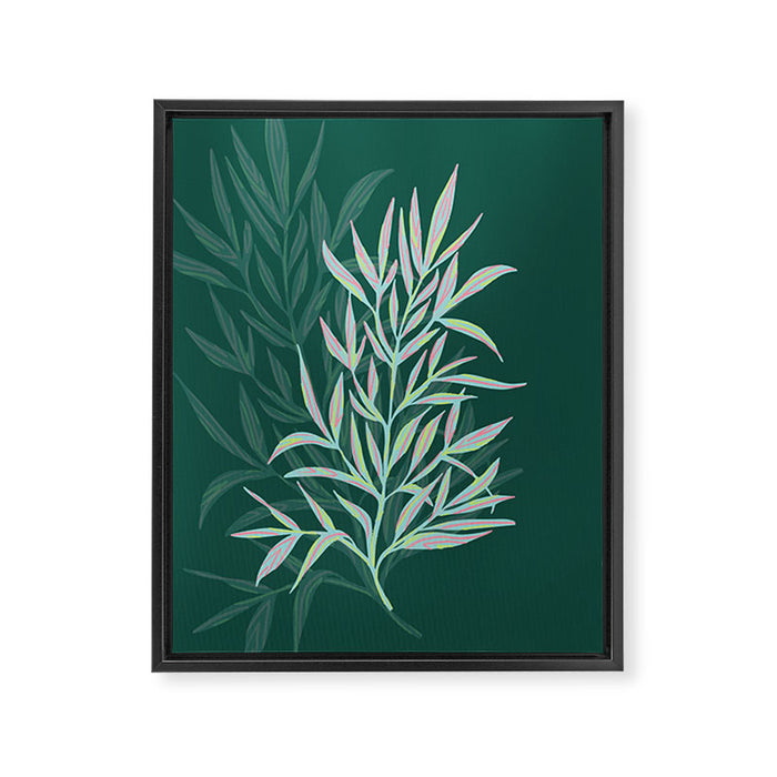animal patterned Willow twig emerald Framed Canvas Print Gallery Image 1