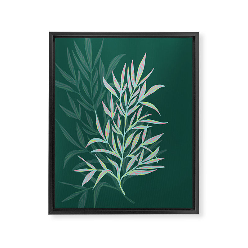 animal patterned Willow twig emerald Framed Canvas Print Gallery Image 6