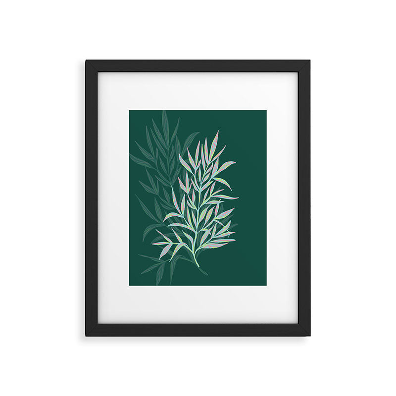 animal patterned Willow twig emerald Framed Art Print Gallery Image 5