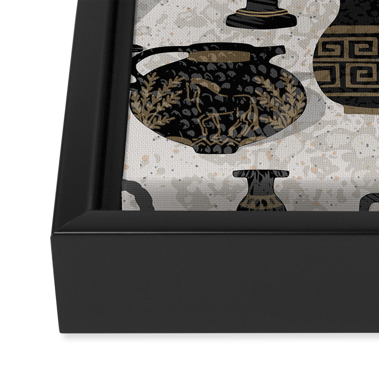Antique pottery warm black Framed Canvas Print Gallery Image 3