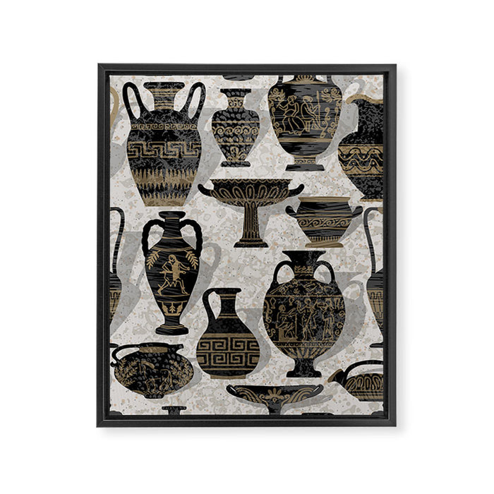 Antique pottery warm black Framed Canvas Print Gallery Image 1