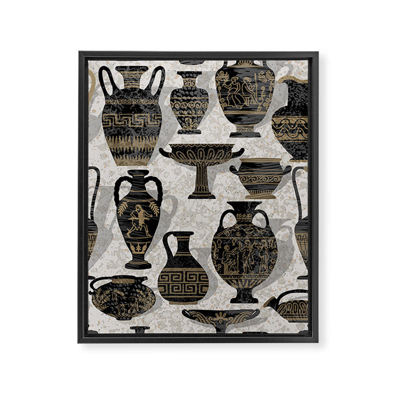 Antique pottery warm black Framed Canvas Print Gallery Image 6