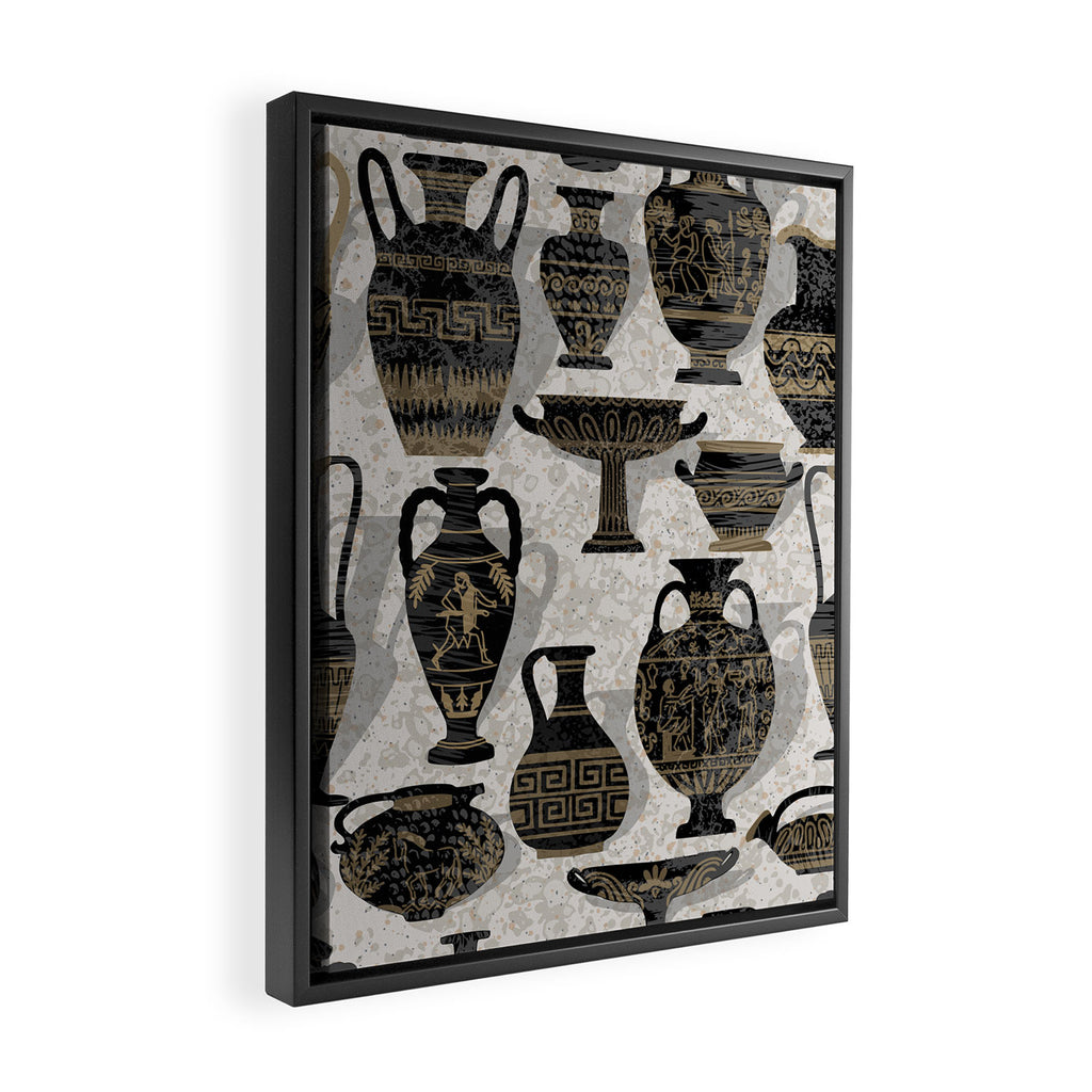 Antique pottery warm black Framed Canvas Print Gallery Image 2