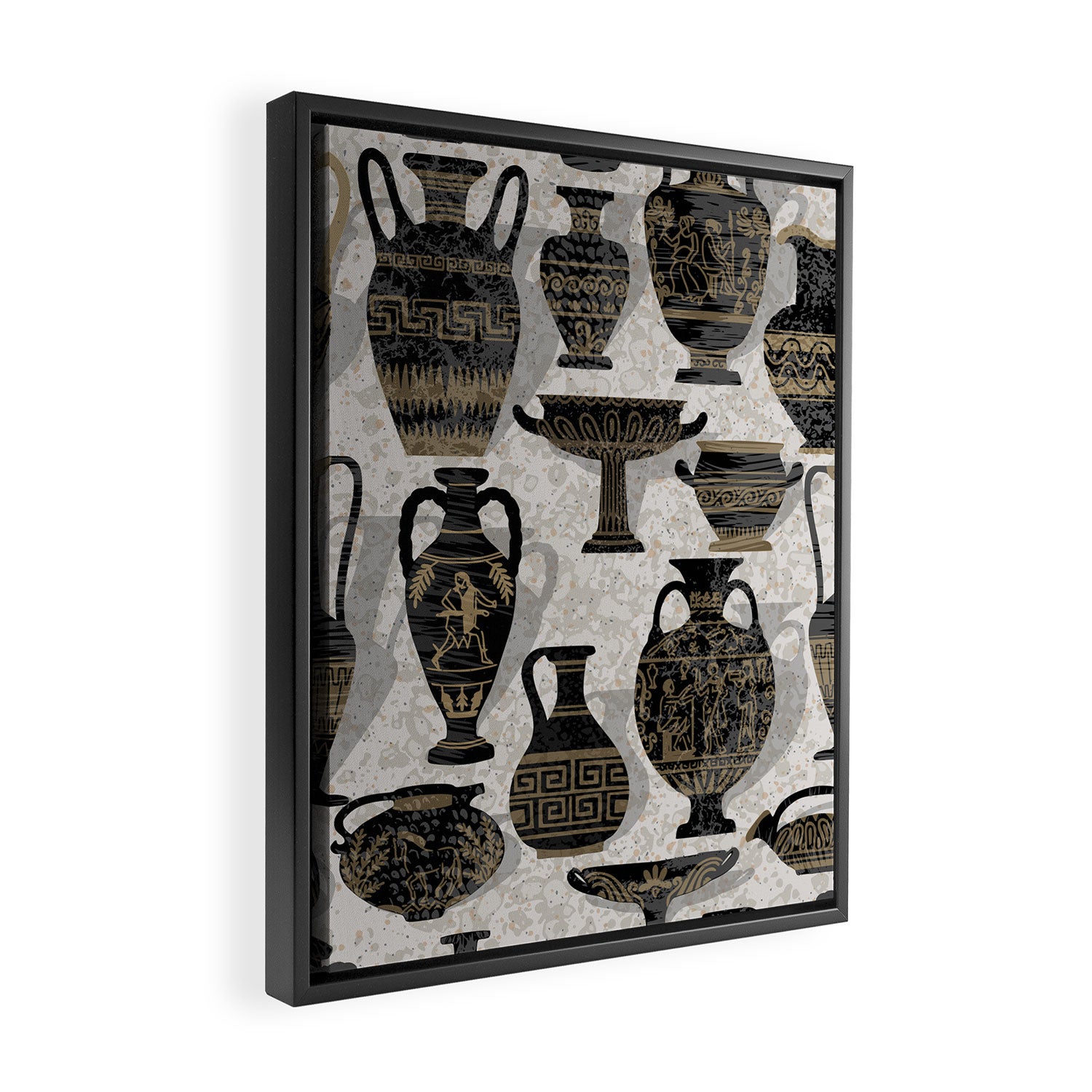 Antique pottery warm black Framed Canvas Print Gallery Image 2