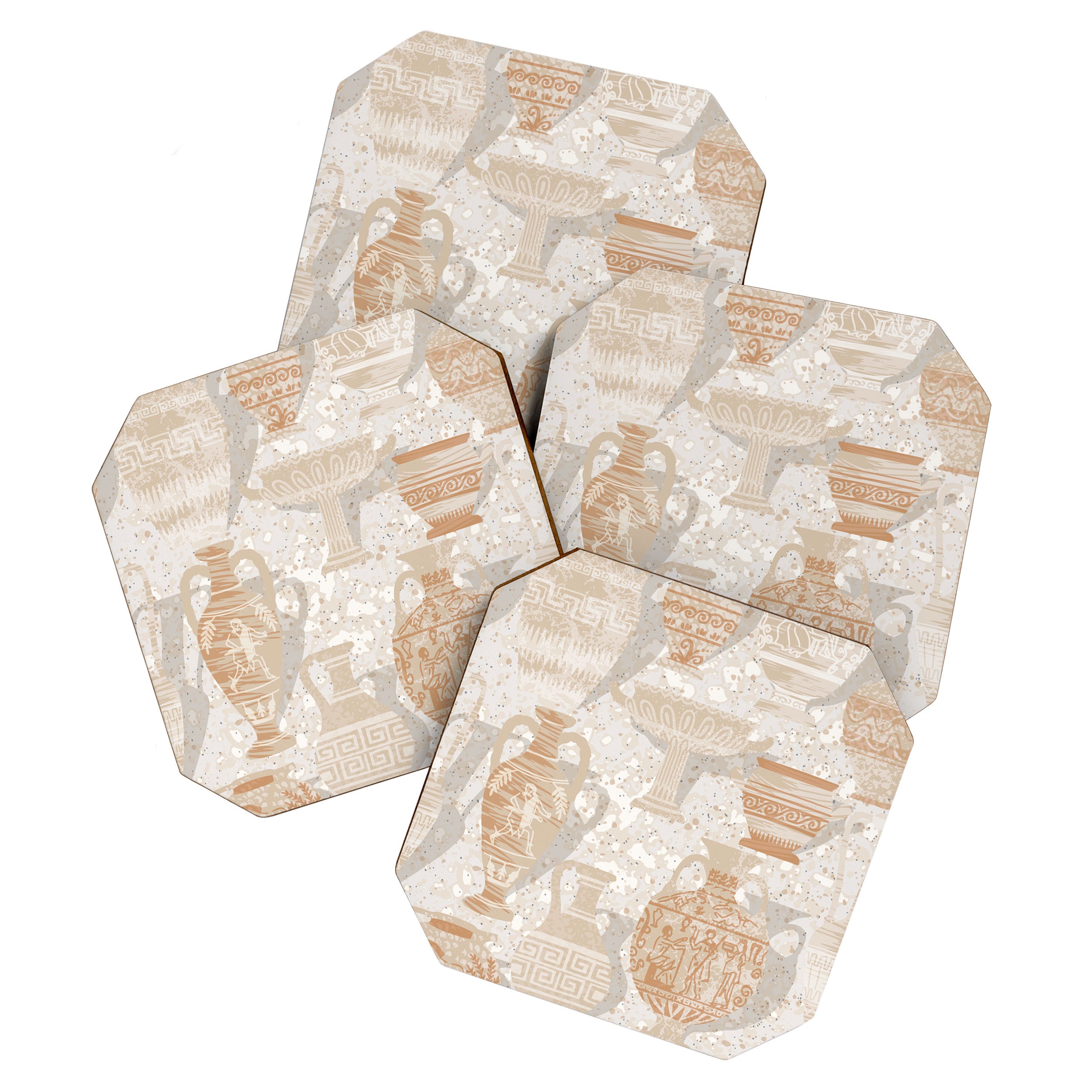 Antique pottery warm neutral Coaster Gallery Image 1