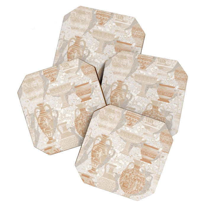 Antique pottery warm neutral Coaster Gallery Image 1