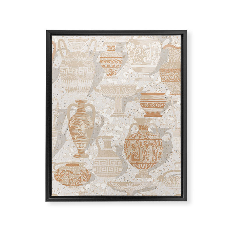 Antique pottery warm neutral Framed Canvas Print Gallery Image 6