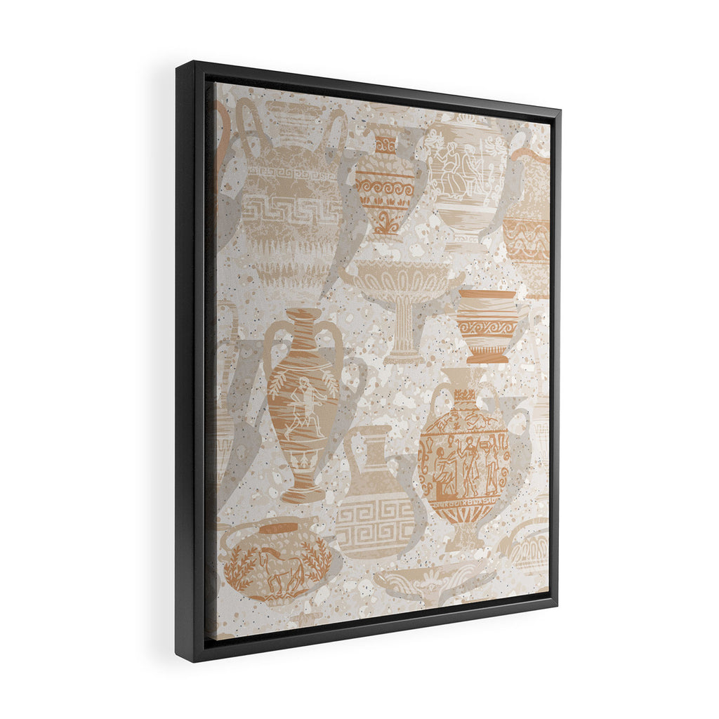 Antique pottery warm neutral Framed Canvas Print Gallery Image 2