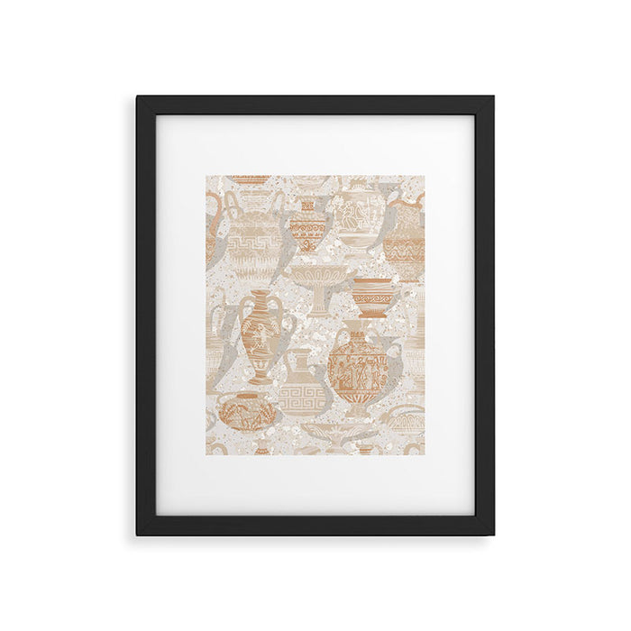 Antique pottery warm neutral Framed Art Print Gallery Image 1