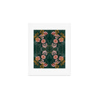 Art Nouveau floral pattern with lines - emerald green Art Print Gallery Image 1