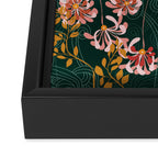 Art Nouveau floral pattern with lines - emerald green Framed Canvas Print Gallery Image 3