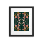 Art Nouveau floral pattern with lines - emerald green Framed Art Print Gallery Image 5