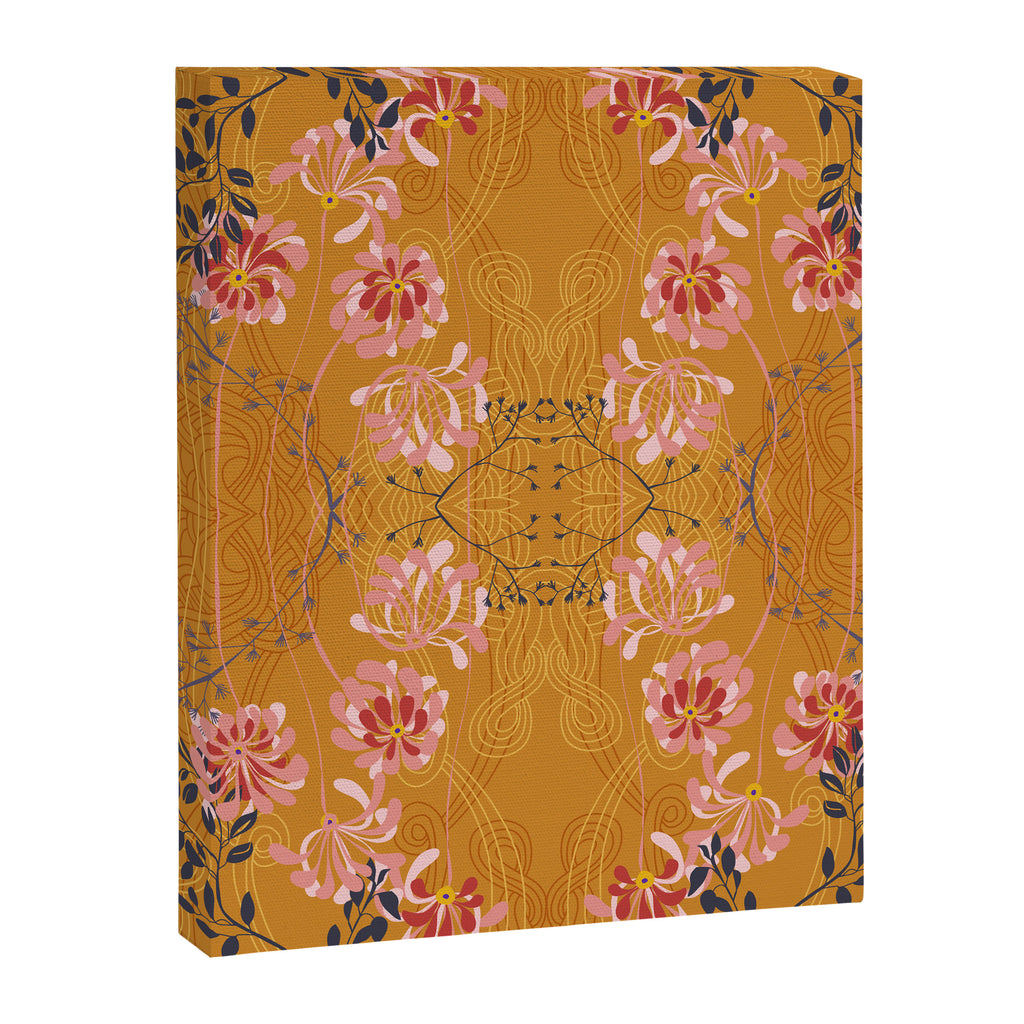 Art Nouveau floral pattern with lines - Honey Canvas Print Gallery Image 6
