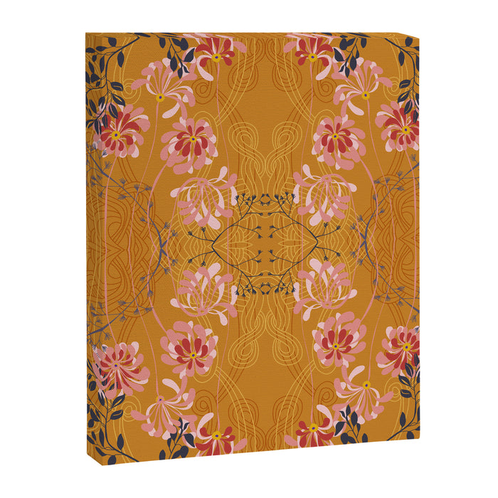 Art Nouveau floral pattern with lines - Honey Canvas Print Gallery Image 1