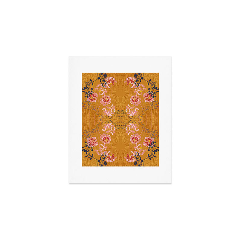 Art Nouveau floral pattern with lines - Honey Art Print Gallery Image 1