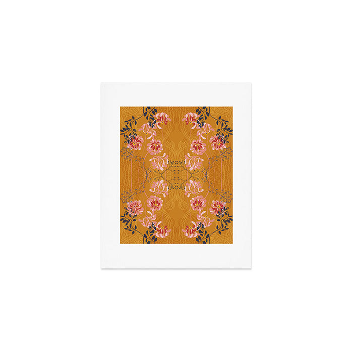 Art Nouveau floral pattern with lines - Honey Art Print Gallery Image 1