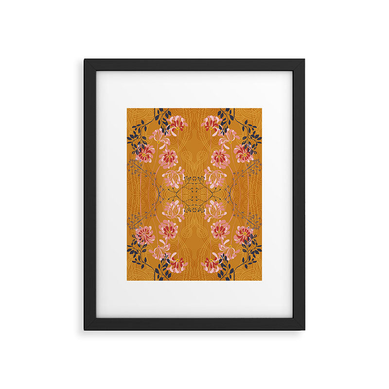Art Nouveau floral pattern with lines - Honey Framed Art Print Gallery Image 5