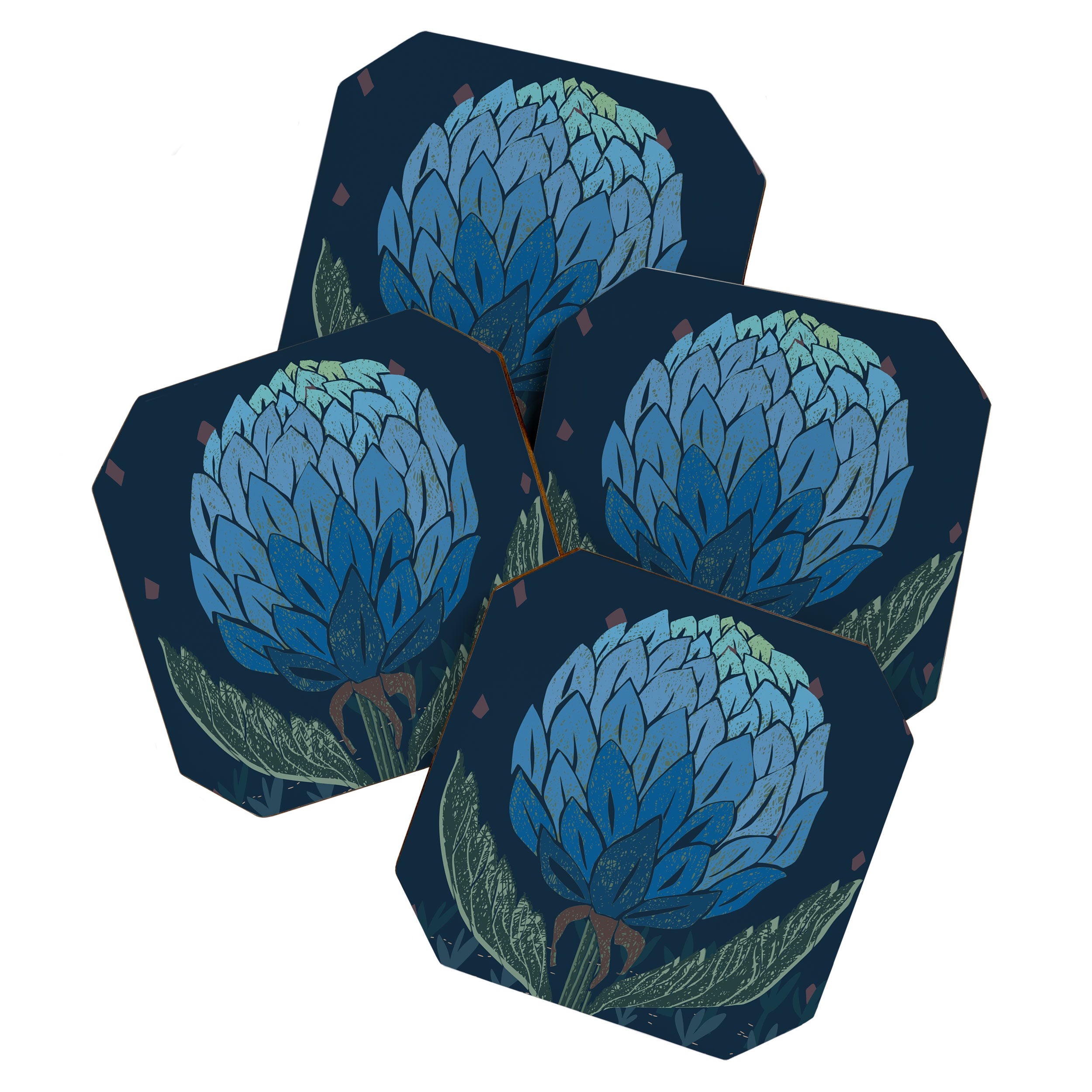 Artichoke dark blue Coaster Gallery Image 1