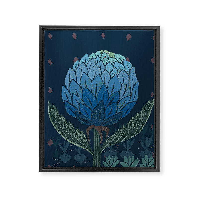 Artichoke dark blue Framed Canvas Print Gallery Image 6