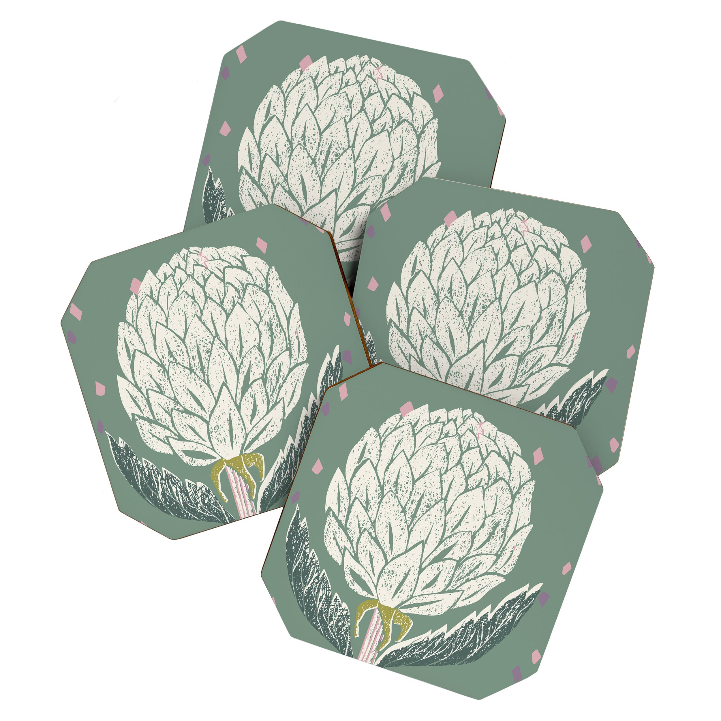 Artichoke sage green Coaster Gallery Image 1