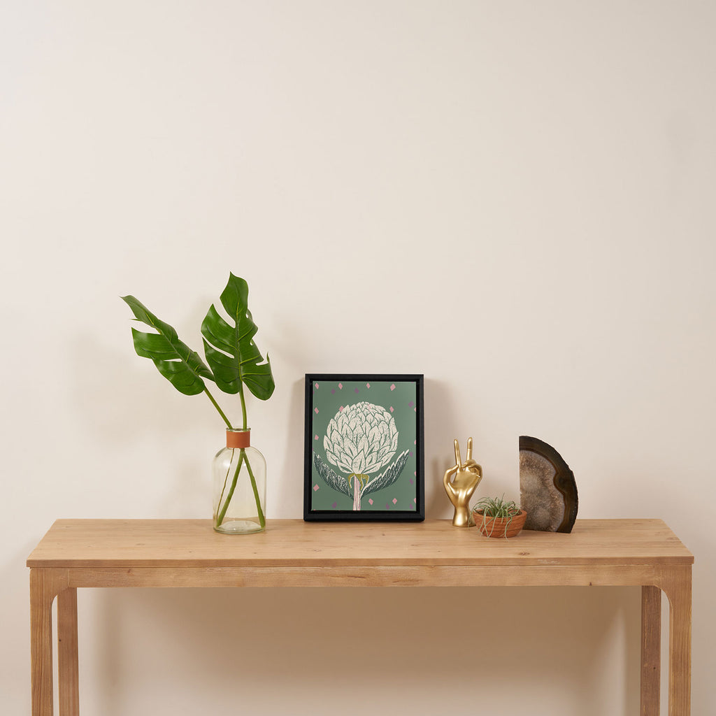 Artichoke sage green Framed Canvas Print Gallery Image 4