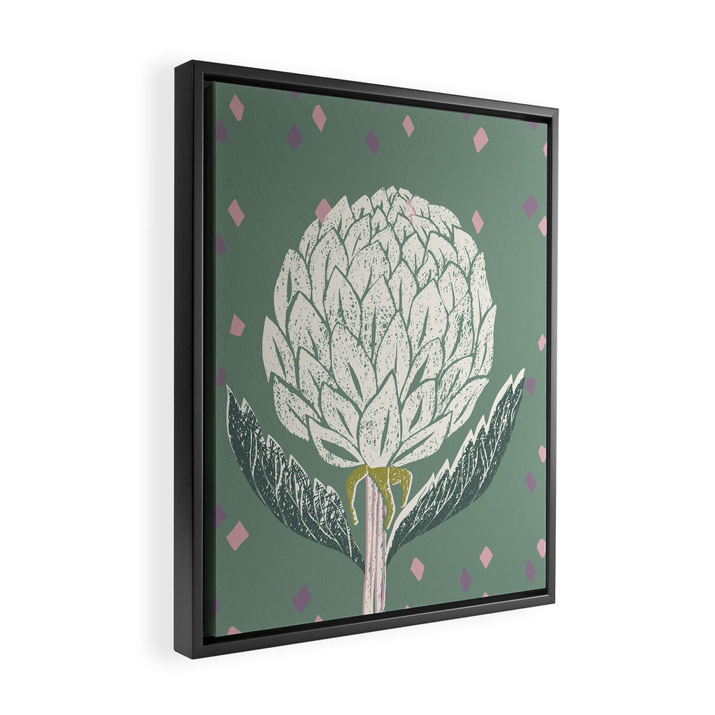Artichoke sage green Framed Canvas Print Gallery Image 2