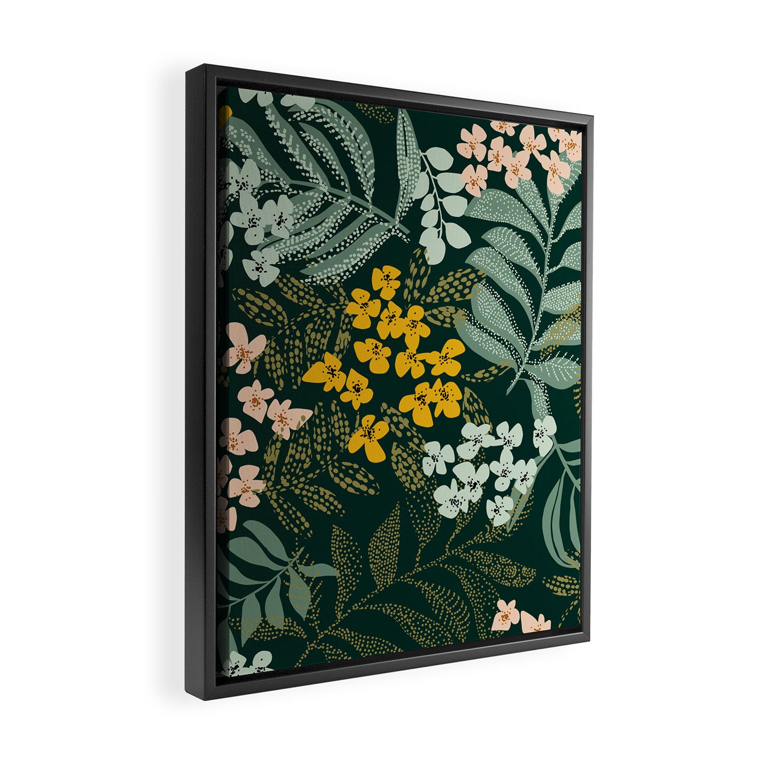 autumn leaves emerald Framed Canvas Print Gallery Image 2